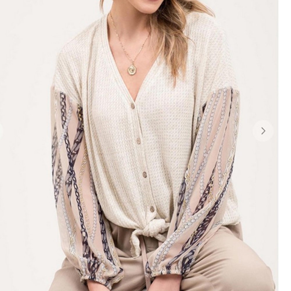 YOU'RE A NATURAL❣️NEW Natural Contrast Knit Top